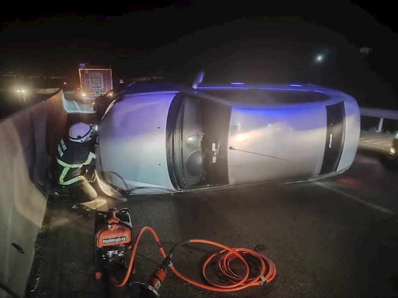 Belen’de yan yatan aracın sürücüsü yaralandı
