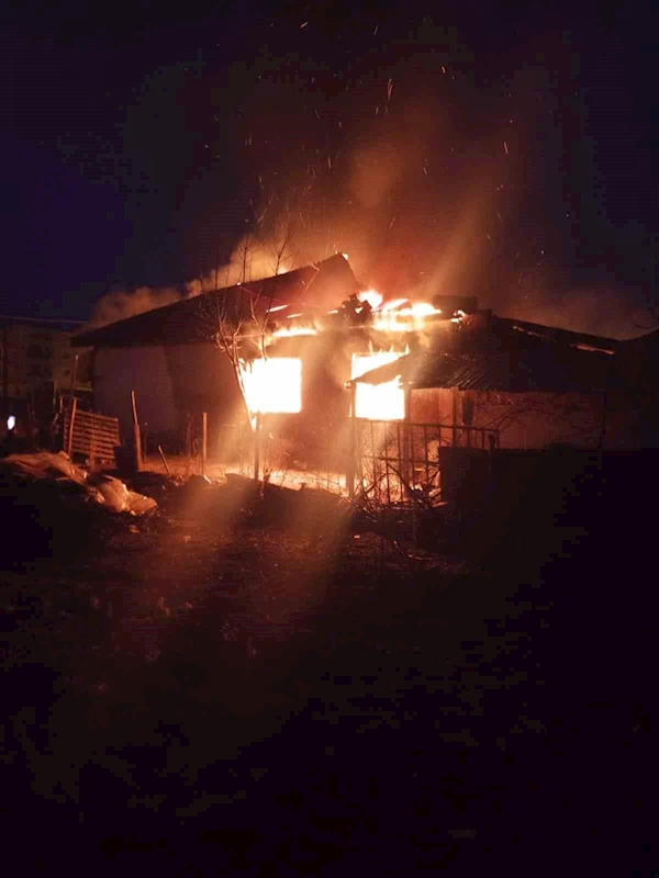 Adana’da ahşap ev tamamen yandı
