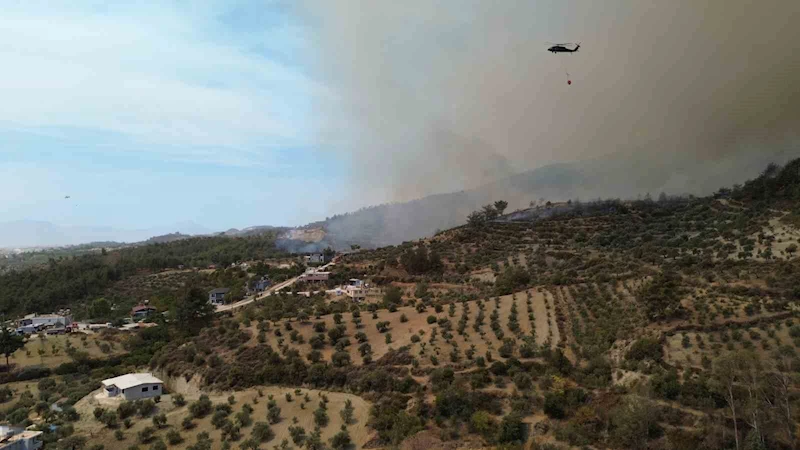 Yangında 25’inci saat geride kalırken havadan ve karadan müdahale dronla görüntülendi
