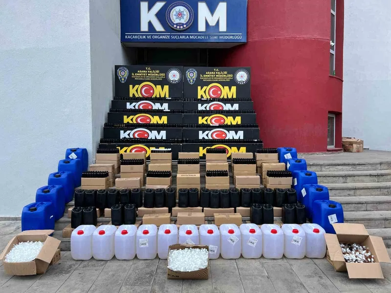 Adana merkezli beş ilde 16 ton kaçak etil alkol ele geçirildi
